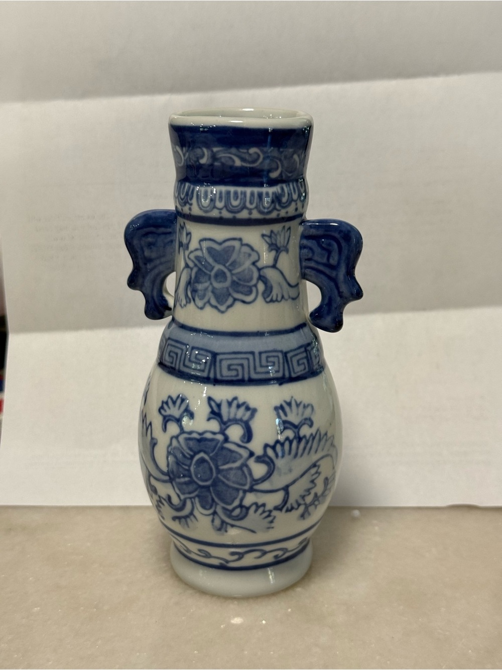 Blue and White Floral Ceramic Vase - Classic Home Accent